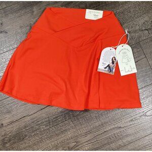 Blogilates Womens Crisscross Slit Skort Spicy Orange Size XS Pockets Gymwear New